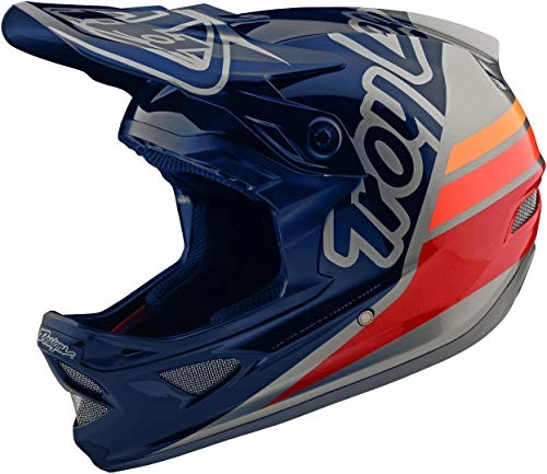 Mountain Bike Helmet : Troy Lee Designs Adult | BMX | Downhill | Mountain Bike | Full Face D3 Fiberlite Silhouette Helmet (X-Small, Navy / Silver)
