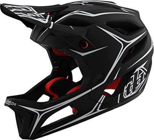 Mountain Bike Helmet : Troy Lee Designs Adult Full Face | Enduro | Downhill | All Mountain | Mountain Biking Stage Pinstripe Helmet with MIPS (Medium / Large, Black / White)