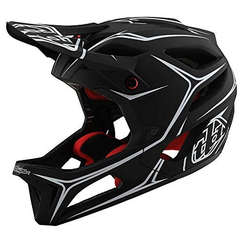 Mountain Bike Helmet : Troy Lee Designs Adult Full Face | Enduro | Downhill | All Mountain | Mountain Biking Stage Pinstripe Helmet with MIPS (X-Small / Small, Black / White)