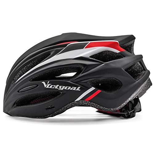 Mountain Bike Helmet : Victgoal Adults Bike Helmet for Men Women Mountain Road Bike Cycle Helmet with Detachable Sun Visor Lightweight Cycling Bicycle Helmets (Black Red)