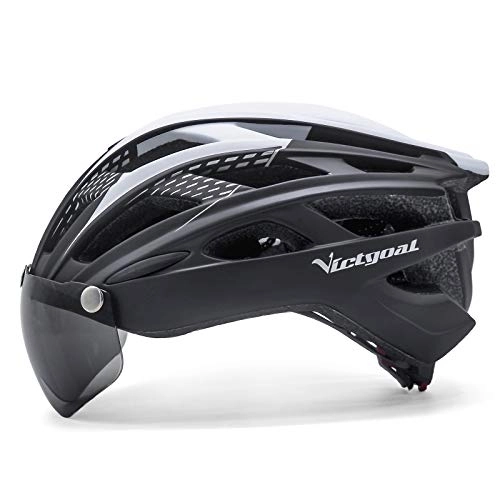 Mountain Bike Helmet : Victgoal Bike Helmet for Men Women Adults Lightweight Breathable Bicycle Helmet with Detachable Magnetic Goggles Mountain & Road Bike Cycling Cycle Helmets (Black)