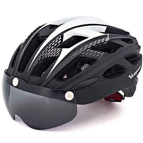 Mountain Bike Helmet : Victgoal Cycle Bike Helmet with Detachable Magnetic Goggles Visor Shield for Women Men, Cycling Mountain & Road Bicycle Helmets Adjustable Adult Safety Protection and Breathable (New Black)