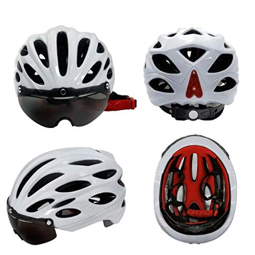 Mountain Bike Helmet : WERT Men Cycling Equipment Helmet 330g Ultralight EPS Bicycle Helmet For Road Mtb Mountain Bike Helmet Lenses Goggles 53-62cm, White