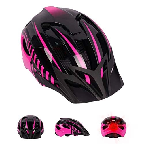 Mountain Bike Helmet : Wination Bicycle Helmet with Safety LED Light Adjustable Mountain Road Cycle Helmet Super Light Bike Helmet with Detachable Visor(54-63CM)