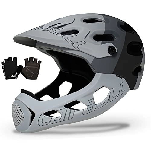 Mountain Bike Helmet : WJJ Full-Face Bike Helmet, Man Mountain Detachable Bicycle Helmet with 19 Vents Non-Sultry Detachable Antibacterial Lining Adjustable Head Circumference (22.04-24.4Inch)