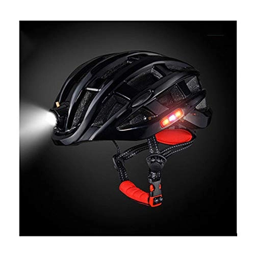 Mountain Bike Helmet : WNLBLB Cycling helmet lights rechargeable light insect nets mountain road bicycle helmet equipment men and women, hard hats outdoor riding equipment-black