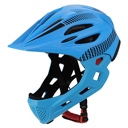 Mountain Bike Helmet : WOOPOWER Children's Cycling Helmet, Detachable Full Face Chin Protection Balance Bicycle Safety Helmet with Rear Light & Breathable Holes for Riding / Skateboard / Bike / Scooter