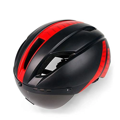 Mountain Bike Helmet : WPCBAA Cycling helmet windproof and dustproof one-piece unisex bicycle equipment with goggles road bike mountain bike (56-61cm) (Color : Black)
