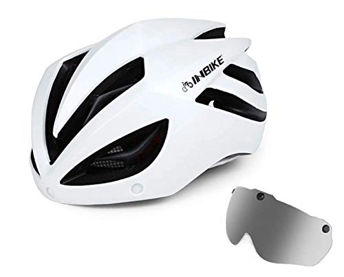 Mountain Bike Helmet : WYH Bicycle Helmets, Road And Mountain Bike Riding Helmets, One-Piece Male And Female Safety Hats, Mountain Bike Equipment, with Magnetic Detachable Goggles, White