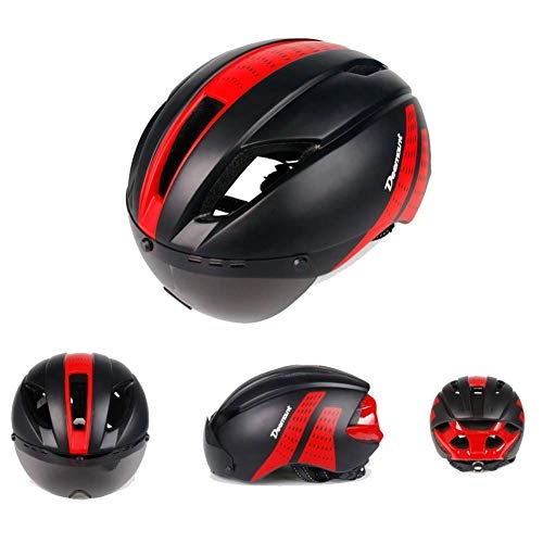 Mountain Bike Helmet : XIAOFEI Bicycle Outdoor Riding Helmet, Mountain Road Bike Bicycle Unisex One-Piece Safety Helmet With Goggles, Ensure The Safety Of Riding, Travel With Outing, Red