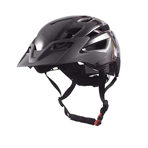 Mountain Bike Helmet : XIAOFENG-R Lightweight Adjustable Helmet 300g Thicken Carbon Fiber MTB Mountain Bike Helmet protective Cycling Road bicycle Sports Helmet in-mold Road Bike Safety Protection (Color : Black, Size : M)