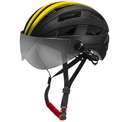 Mountain Bike Helmet : XYBB Helmet Professional Cycling Helmet with MTB Bike Transparent Lens Helmet Cycling Safely Cap BlackYellow