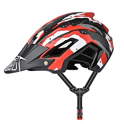 Mountain Bike Helmet : YieJoya Cycle Helmet, Lightweight Mountain Bike Helmet 300g 56-60cm with Detachable Sun Visor, Adjustable Fit, 15 Vetns MTB Helmet for Men and Women- Red+Black