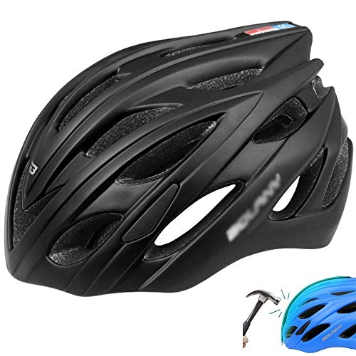 Mountain Bike Helmet : YWZQ Man Cycling Helmet, LED Light Bicycle Helmet MTB Bike Helmet Road Mountain Helmets Safety Cap Hat, Black