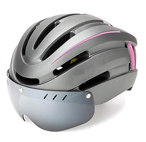 Mountain Bike Helmet : YZHY Bicycle Helmet, equipped With Magnetic Suction Goggles And LED Tail Lights, adjustable Mountain Bike Equipment, suitable For Head Circumference 57-62cm