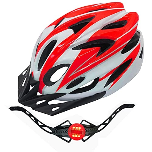 Mountain Bike Helmet : YZQ Cycle Helmet, Mountain Bicycle Helmet, Adjustable Ultra Lightweight Comfortable Safety Helmet with Taillight for Outdoor Sport Riding Bike Unisex, Red