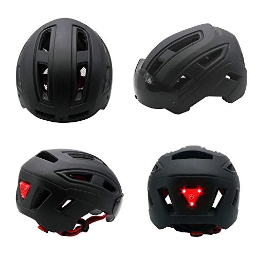 Mountain Bike Helmet : YZYZYZ helmets Bicycle Helmet Lamp Removably Magnetic Mountain Bike Helmet Visor Adjustable Size 52-62CM Riding Helmets Worn By Men And Women Can Taillights