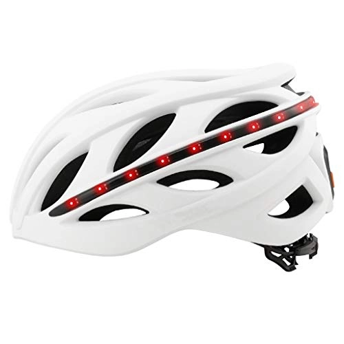 Mountain Bike Helmet : ZCR Bike Helmet with Safety USB Rechargeable LED Light Adult Bicycle Helmet Adjustable Lightweight Cycling Mountain & Road Cycle Helmets for Men Women (Color : White)
