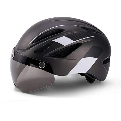 Mountain Bike Helmet : ZCR Bike Helmet with USB Light Detachable Magnetic Goggles Road & Mountain Bicycle Cycling Helmets Adjustable Size for Adults Men / Women (Color : B, Size : 57~62cm)