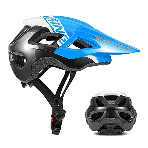 Mountain Bike Helmet : Zeroall Bike Helmet E-Bike for Men Women Lightweight Mountain & Road Bicycle Helmets with Detachable Visor, 54-60cm Adjustable Size Adult Cycling Helmets for Bicycles E-Bikes(Black Blue)