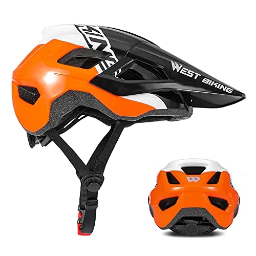 Mountain Bike Helmet : Zeroall Bike Helmet E-Bike for Men Women Lightweight Mountain & Road Bicycle Helmets with Detachable Visor, 54-60cm Adjustable Size Adult Cycling Helmets for Bicycles E-Bikes(Black Orange)