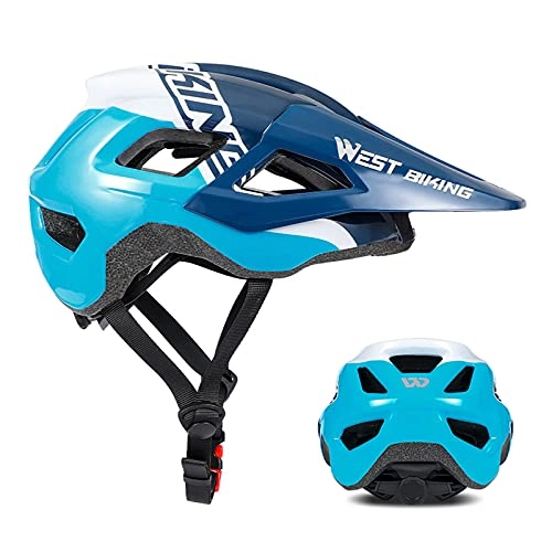 Mountain Bike Helmet : Zeroall Bike Helmet E-Bike for Men Women Lightweight Mountain & Road Bicycle Helmets with Detachable Visor, 54-60cm Adjustable Size Adult Cycling Helmets for Bicycles E-Bikes(Blue)
