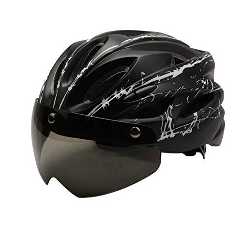 Mountain Bike Helmet : Zeroall Bike Helmet for Men Women Lightweight Mountain & Road Bicycle Helmets with Detachable Magnetic Goggles, 56-62cm Adjustable Size Adult Cycling Helmets for Rider Safety(Black)