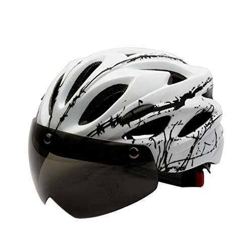 Mountain Bike Helmet : Zeroall Bike Helmet for Men Women Lightweight Mountain & Road Bicycle Helmets with Detachable Magnetic Goggles, 56-62cm Adjustable Size Adult Cycling Helmets for Rider Safety(White)