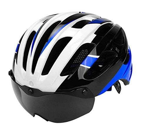 Mountain Bike Helmet : ZGQA-GQA Helmet Bicycle Cycling Bicycle Helmet Magnetic Lens Glass Helmet Protector On For Mountain Bike Riding Road Bike Integrated-Molded Ultralight Helmet Blue 55Cmx61Cm
