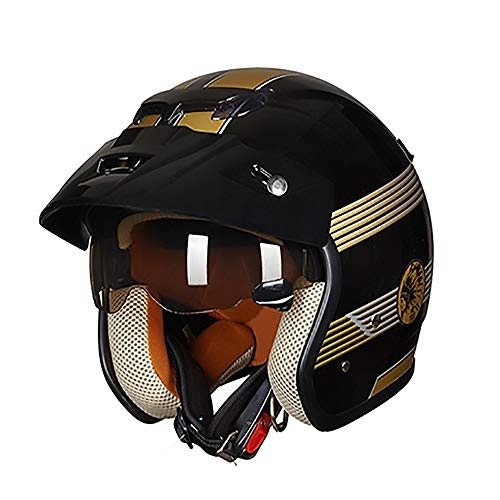 Mountain Bike Helmet : ZHHk Bright Black Gold ABS Adult Bicycle Helmet Riding Electric Car Motorcycle Helmet Bicycle Mountain Bike Helmet Outdoor Riding Equipment (Size : XL)