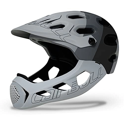 Mountain Bike Helmet : ZJM Mountain Bike Helmet for Adults, MTB Bicycle Helmets with Removable Chin Bar, Lightweight Cycling Helmets for Women And Men, CE Certified, M / L (56-62Cm), Gray