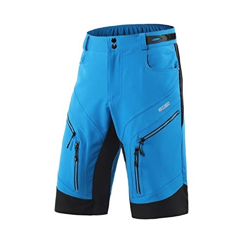 Mountain Bike Short : ARSUXEO Cycling Shorts Mens MTB Shorts Without Padded Cycle Mountain Bike Shorts Water Resistant 1903 Light Blue XXL