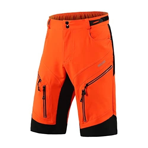 Mountain Bike Short : ARSUXEO Cycling Shorts Mens MTB Shorts Without Padded Cycle Mountain Bike Shorts Water Resistant 1903 Orange XL