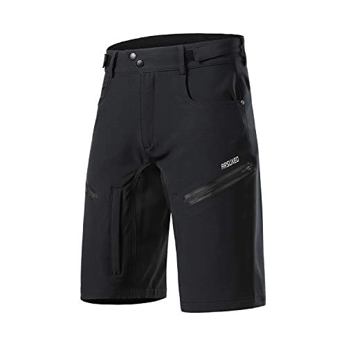 Mountain Bike Short : ARSUXEO Men's Cycling Shorts Loose Fit Bike Bottom with Moisture-wicking Waistband 2006 black M