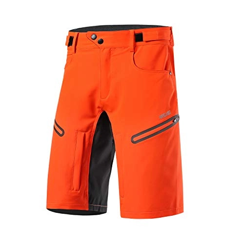 Mountain Bike Short : ARSUXEO Men's Cycling Shorts Loose Fit Bike Bottom with Moisture-wicking Waistband 2006 orange L