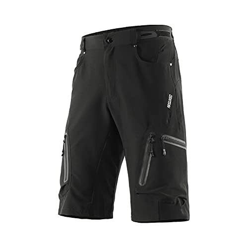 Mountain Bike Short : ARSUXEO Men's Cycling Shorts Loose Fit MTB Shorts Water Resistant Outdoor Sports Bottom with 7 Pockets 1202 Black XL