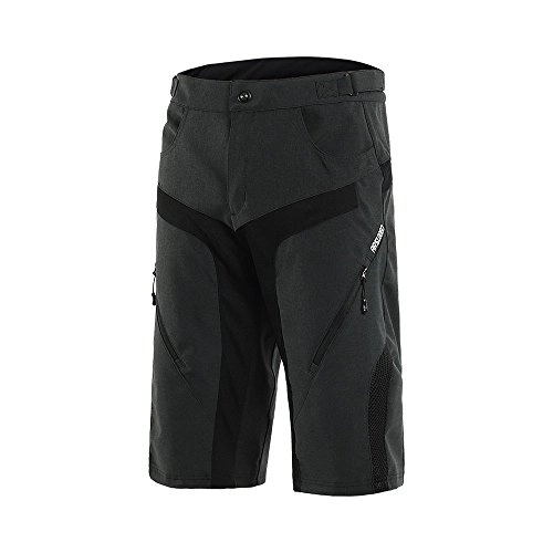 Mountain Bike Short : ARSUXEO Men's Cycling Shorts MTB Mountain Bike Shorts Water Resistant 1802 Dark Gray Size Medium