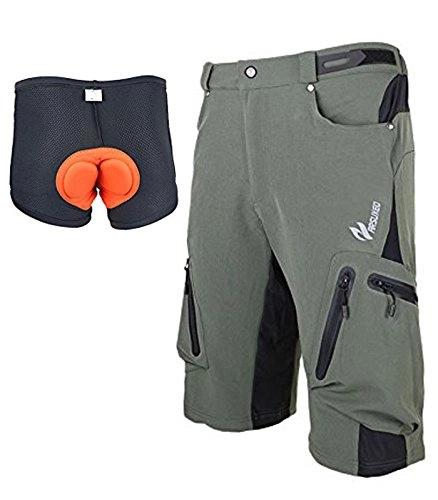 Mountain Bike Short : ARSUXEO Men's Short Attack Loose Breathable Shorts for Cycling Hiking Camping with Coolmax Padded
