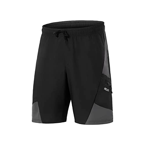 Mountain Bike Short : ARSUXEO Mens Mountain Bike Shorts MTB Shorts with Liner Padded Biking Cycling Shorts Loose Fit Lightweight B2204 Black M