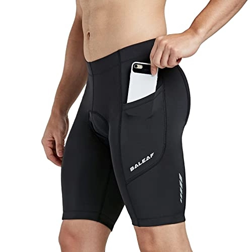 Mountain Bike Short : BALEAF Men's Cycling Shorts 3D Padded Bicycle Bike Pants with Side Pockets, UPF 50+ and Quick-Dry Black Size L