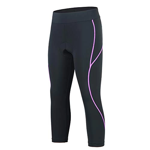 Mountain Bike Short : BEROY Cycling 3 / 4 Shorts Women Tight Capris for Bike Riding Bicycle Ladies with 3D Padded Purple line M