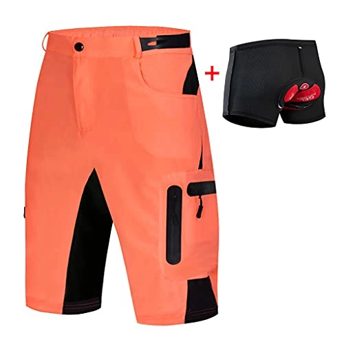 Mountain Bike Short : Beylore MTB Shorts Mens Baggy Breathable Cycling Shorts with 3D Gel Padded Waterproof Cycle Shorts Adjustable Waistband with 7 Pockets Mountain Bike Shorts, Pink, 3XL
