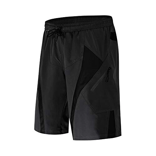 Mountain Bike Short : Bike Undershort Shorts Mens Mountain Bike Biking Shorts, Bicycle MTB Shorts, Loose Fit Cycling Baggy Lightweight Pants With Zip Pockets Durable (Color : Grey, Size : XXL)