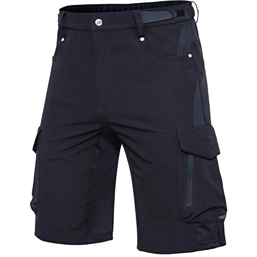 Mountain Bike Short : Cycorld Men's MTB Shorts Mountain Bike Shorts Mens Baggy Outdoor Shorts (L, Black-2)