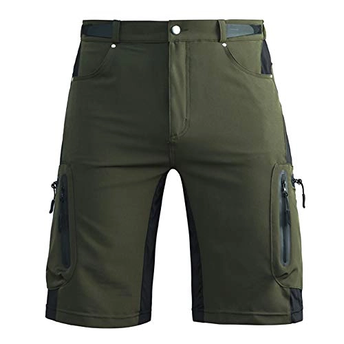 Mountain Bike Short : Cycorld MTB Mens Cycling shorts, Mountain Bike Shorts Pants, Water Repellent Baggy Loose Fit Cycle Shorts with Zip Pockets, Army Green, XL