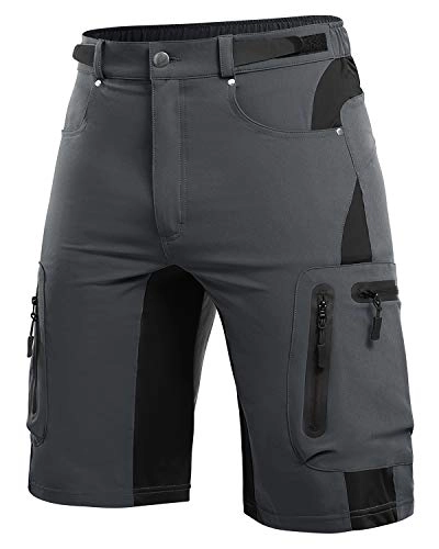 Mountain Bike Short : Cycorld MTB-Shorts-Men-Mountain-Bike-Shorts, Loose-fit Bicycle Cycling Shorts Mens MTB Baggy Shorts Relaxed with 6 Pockets (New Grey, M)
