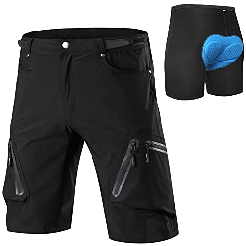 Mountain Bike Short : Cycorld MTB Shorts Mens Mountainbike Shorts Baggy Bike Shorts for Men (Black with Pad, 3XL)