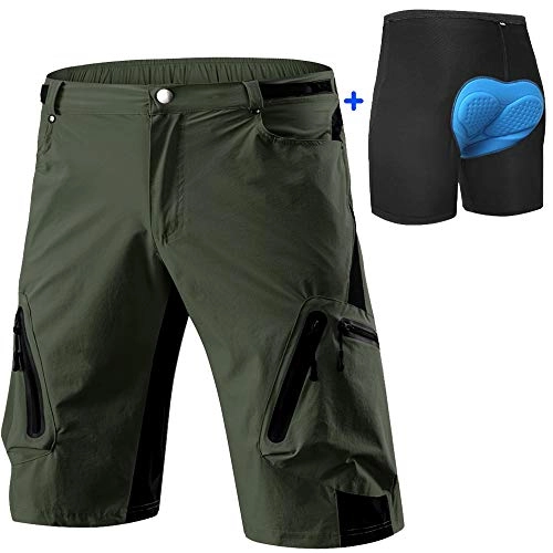 Mountain Bike Short : Cycorld MTB Shorts Mens Mountainbike Shorts Baggy Bike Shorts for Men (Green, 3XL)