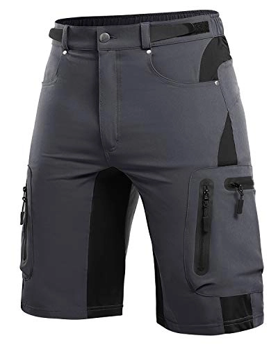 Mountain Bike Short : Cycorld MTB Shorts Mountainbike Shorts Mens Baggy Bike Shorts (Grey, S)