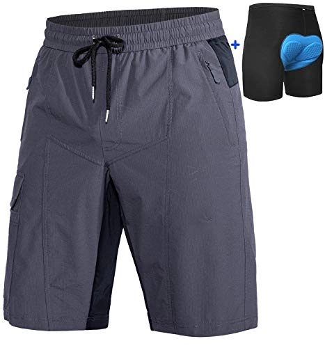 Mountain Bike Short : Cycorld MTB Trousers Men's Cycling Shorts Breathable Cycling Shorts Outdoor Bike Shorts 2020 Version (Grey with Underwear, XL)
